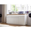 Meuble Buffet Bois Massif & Blanc cassé Laqué Mat