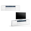 Meuble TV 203 cm Blanc Laqué Design Led Blanc