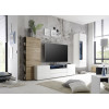 Meuble TV Design Lumineux Blanc Laqué-Chêne