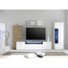 Meuble TV Design Lumineux Blanc Laqué-Chêne