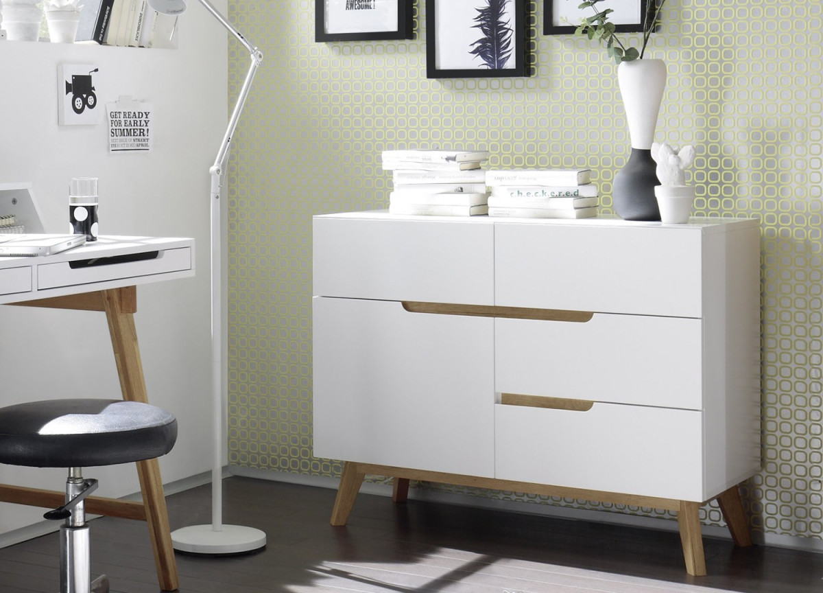 Commode de Salon Scandinave Blanche