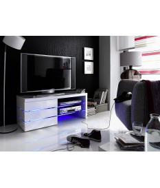Meuble TV LED Blanc Laqué
