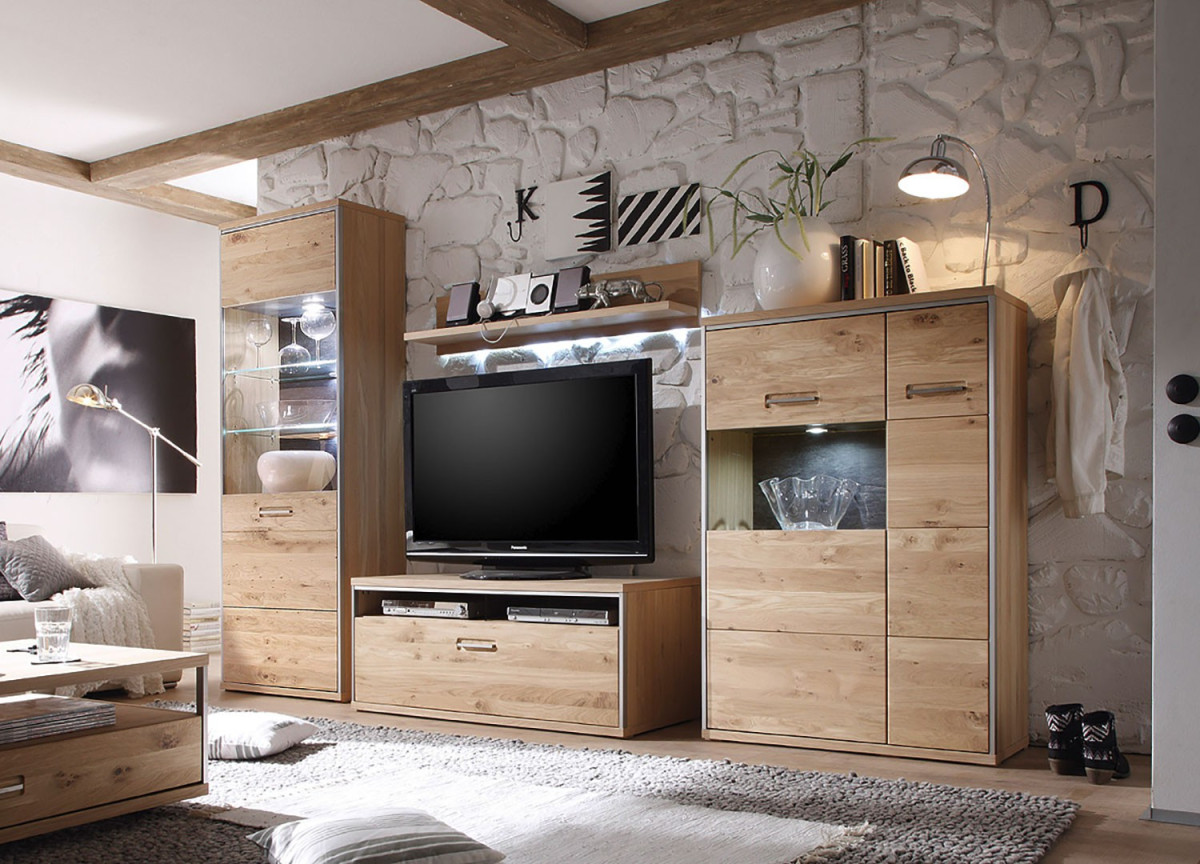 Ensemble TV moderne en bois massif