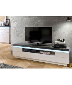 Meuble TV LED Gris et Blanc