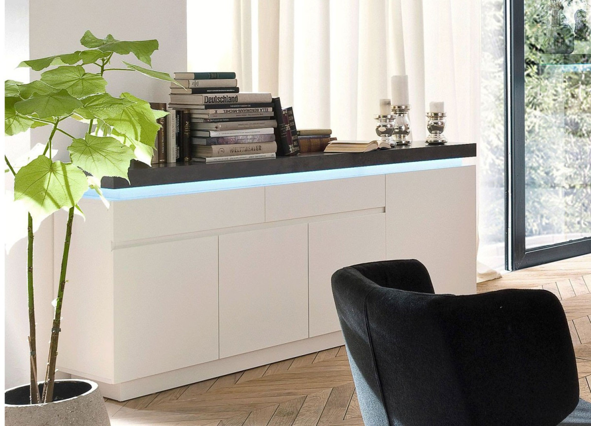 Buffet Gris et Blanc Lumineux