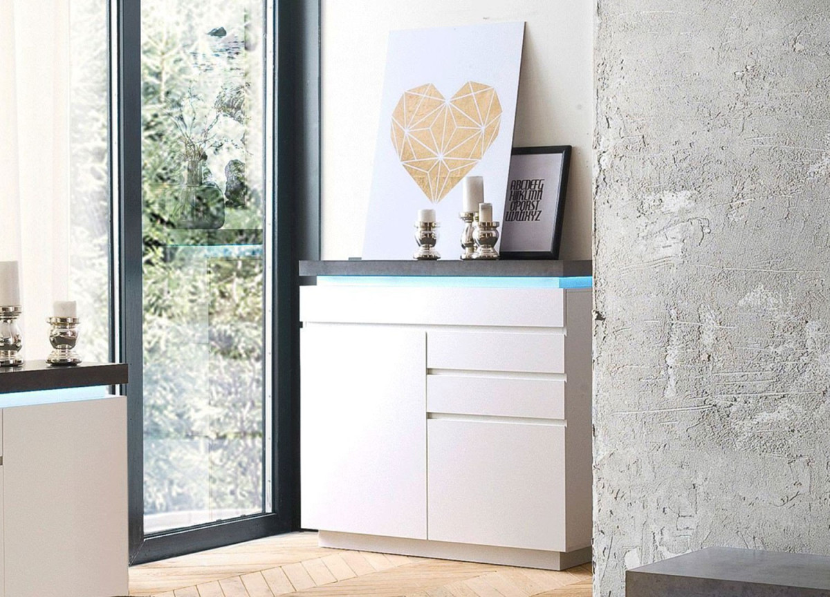 Commode Grise et Blanche Lumineuse