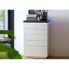 Commode 6 Tiroir Gris et Blanc Laqué LED
