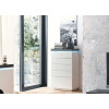 Commode 6 Tiroir Gris et Blanc Laqué LED