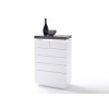 Commode 6 Tiroir Gris et Blanc Laqué LED