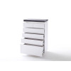 Commode 6 Tiroir Gris et Blanc Laqué LED