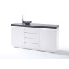 Buffet 150 cm Gris et Blanc Laqué