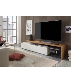 Meuble TV Design Bois et Blanc