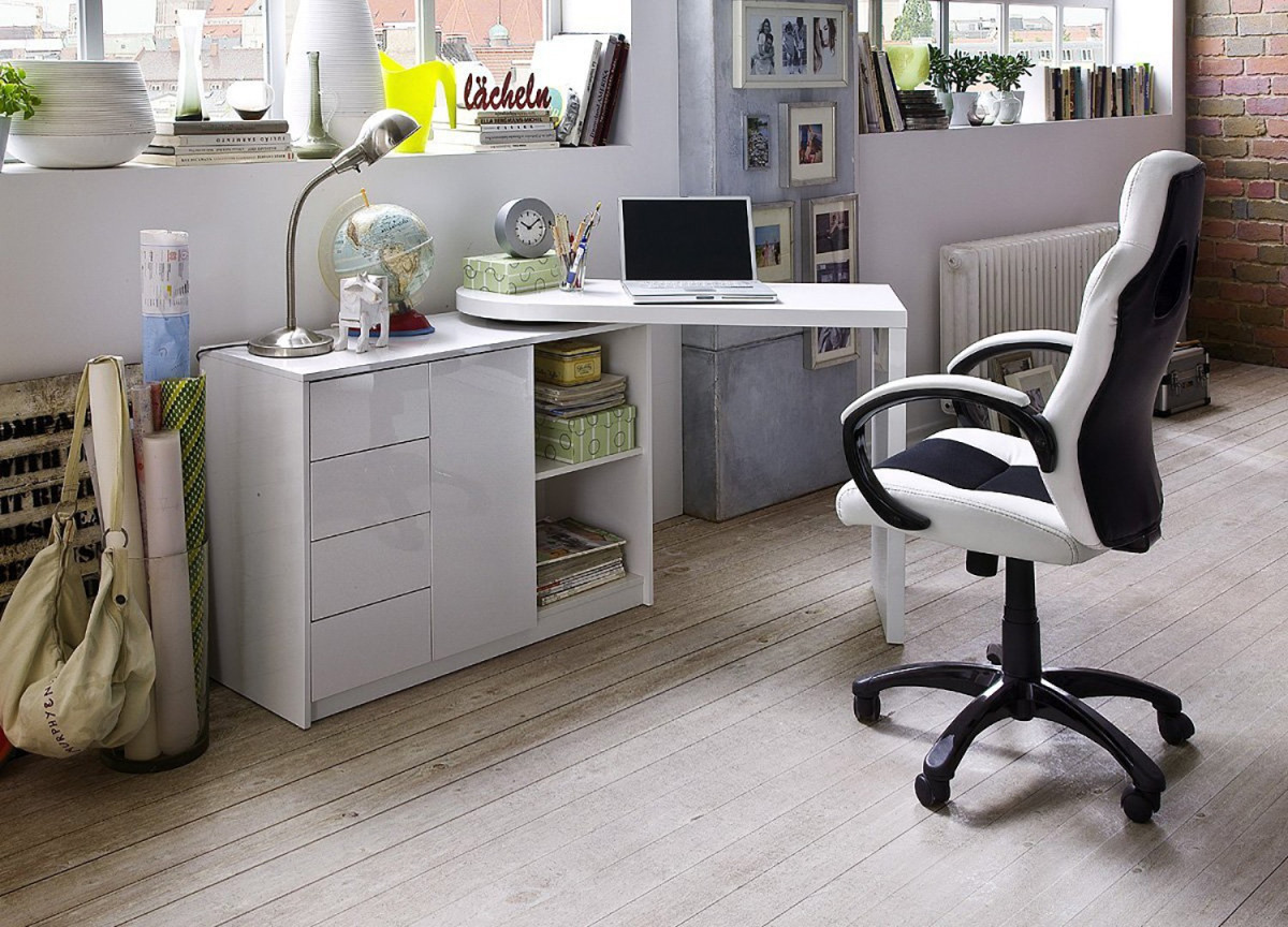 Bureau Moderne Blanc avec Rangement