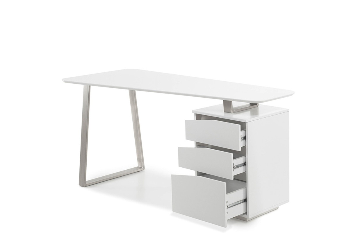 Bureau d'Ordinateur Blanc Laqué Mat