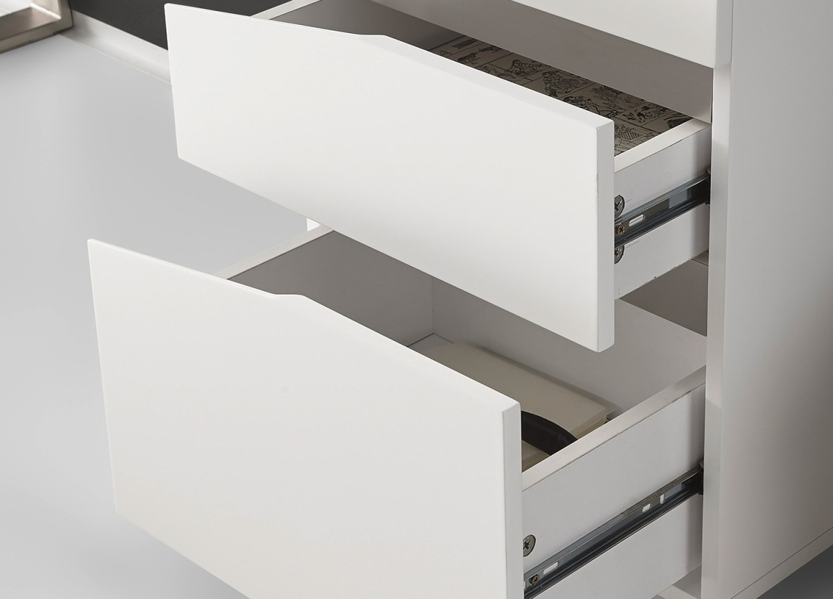 Bureau d'Ordinateur Blanc Laqué Mat