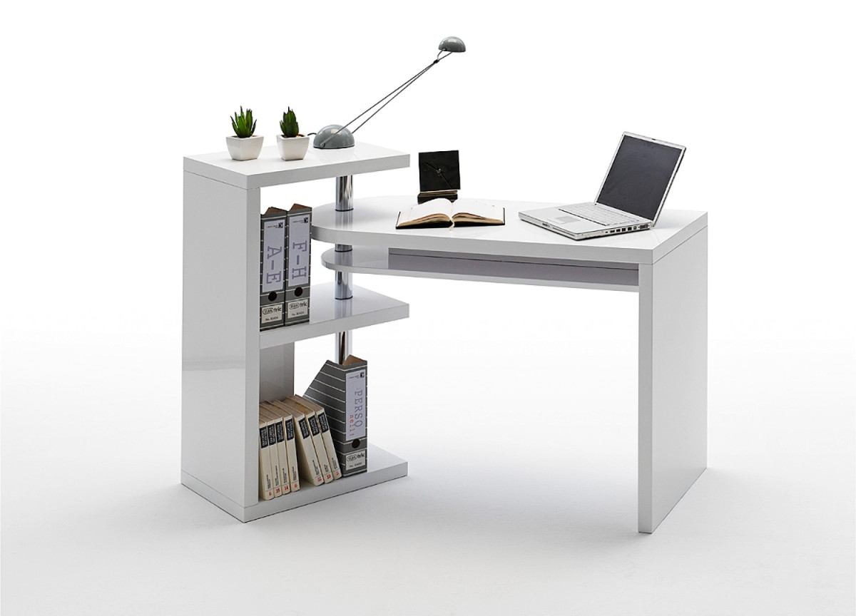 Bureau Design Amovible Blanc Laqué