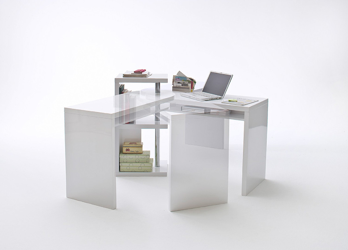 Bureau Design Amovible Blanc Laqué