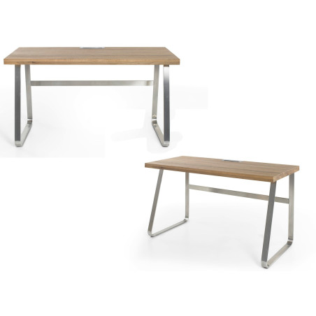 Bureau simple en Bois Massif et acier brossé