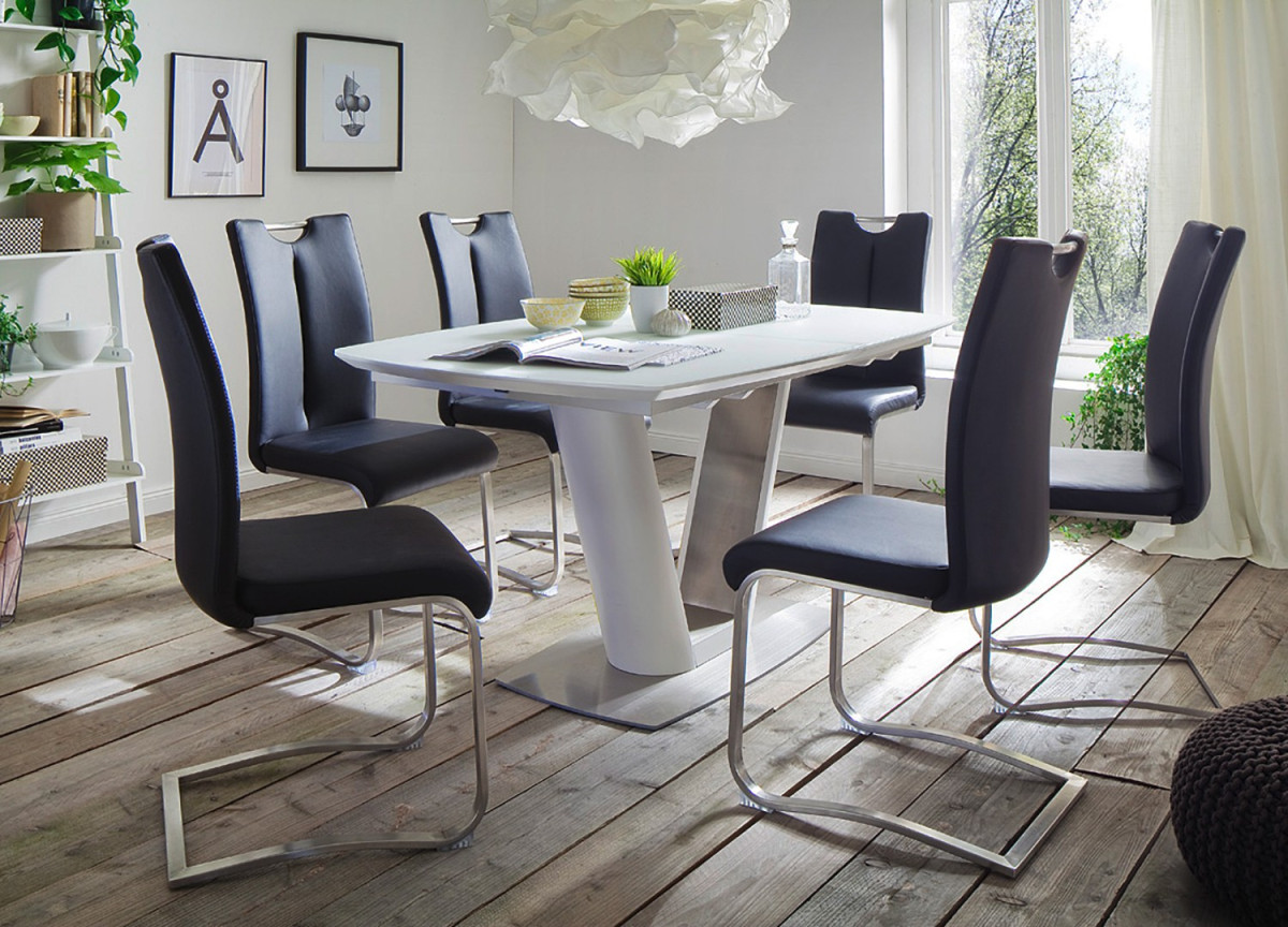 Table à Manger Design avec Rallonge Blanche