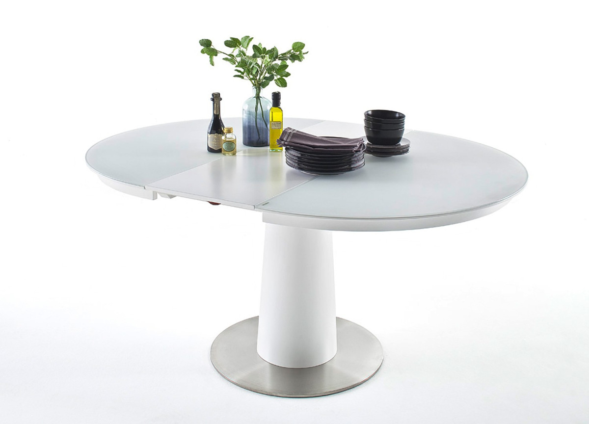 Table en Verre Ronde avec Rallonge