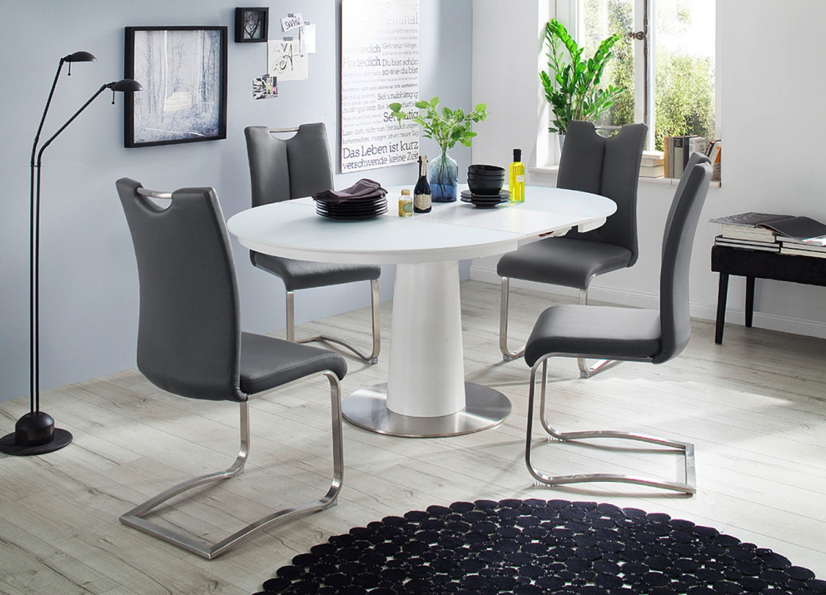 Table en Verre Ronde avec Rallonge