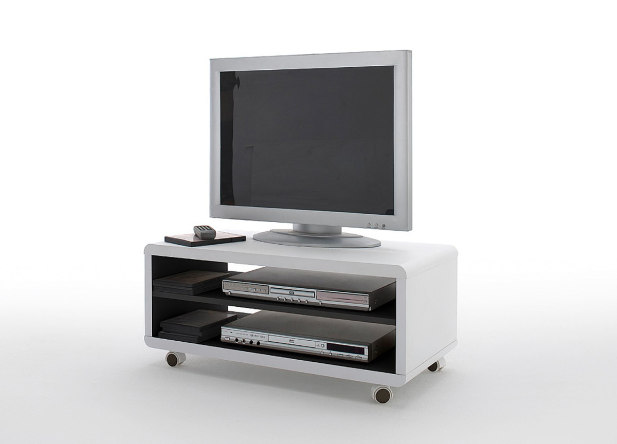 Meuble TV à Roulettes Blanc et Noir