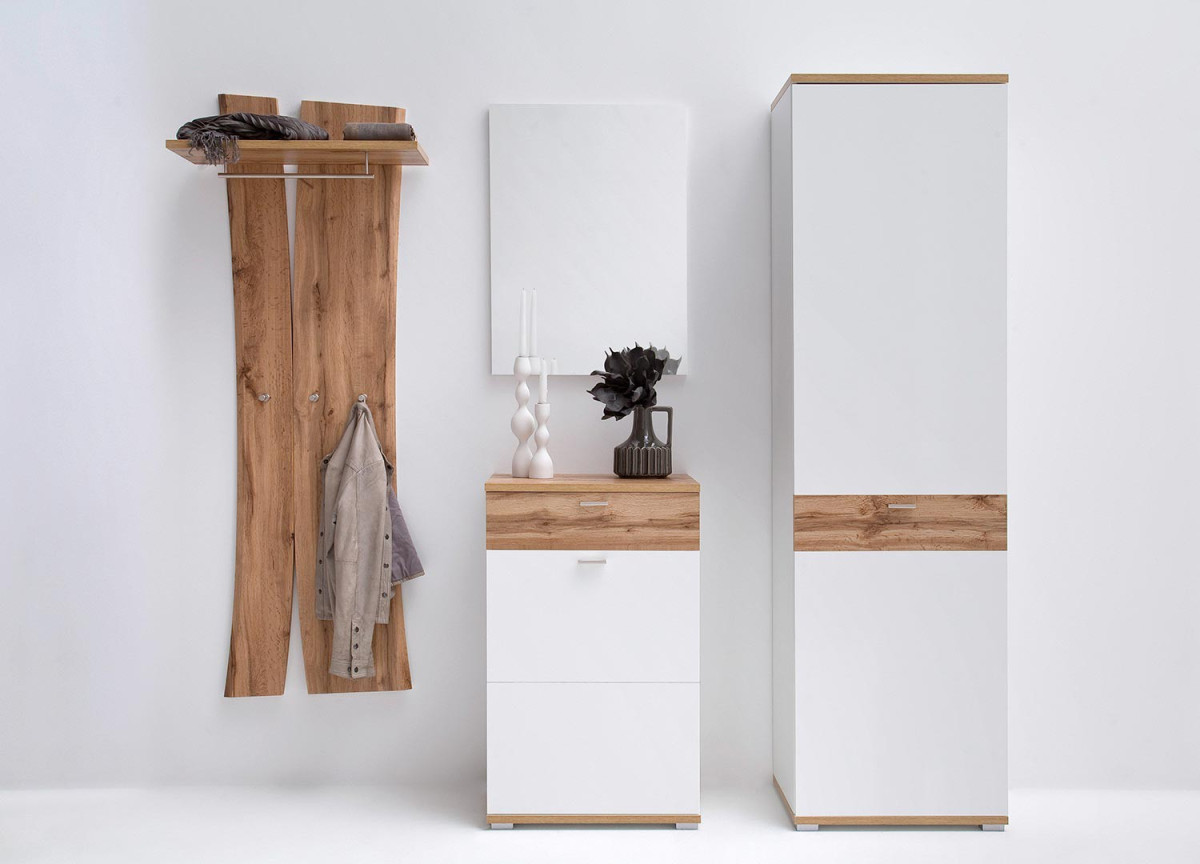 Meuble D'entrée Vestiaire Design Blanc & Bois