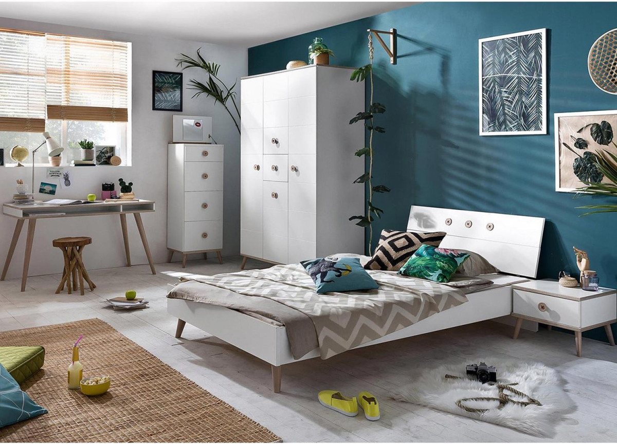 Chambre Ado Moderne Blanche Et Bois Pour Chambre Enfant Ado