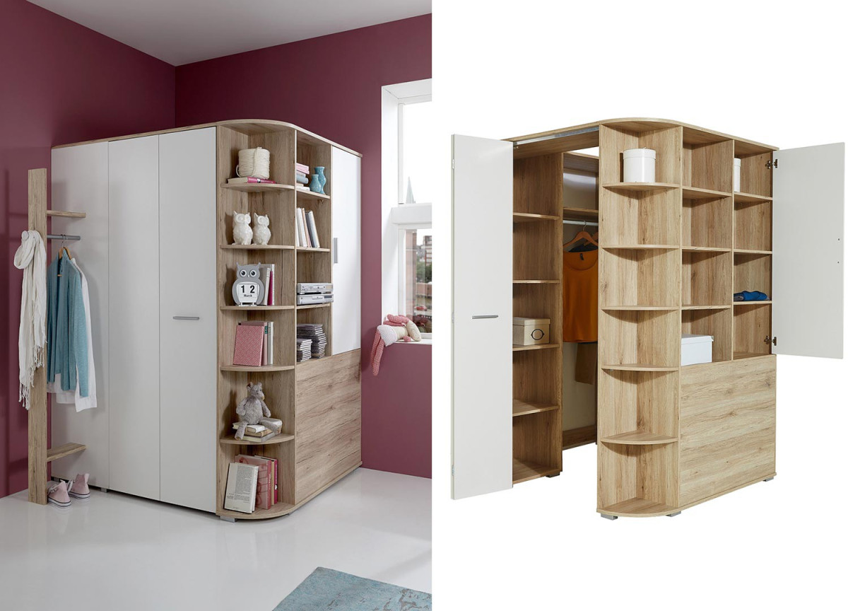 Lit Simple et Armoire Dressing D'angle