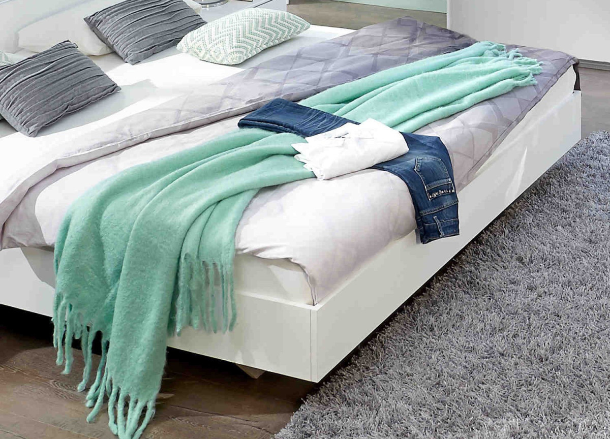 Lit 2 Places Blanc 140x200 cm - Chambre Adulte