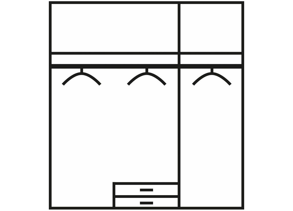 Dressing & Rangement Blanc - Chêne - 3 Portes / 2 Tiroirs