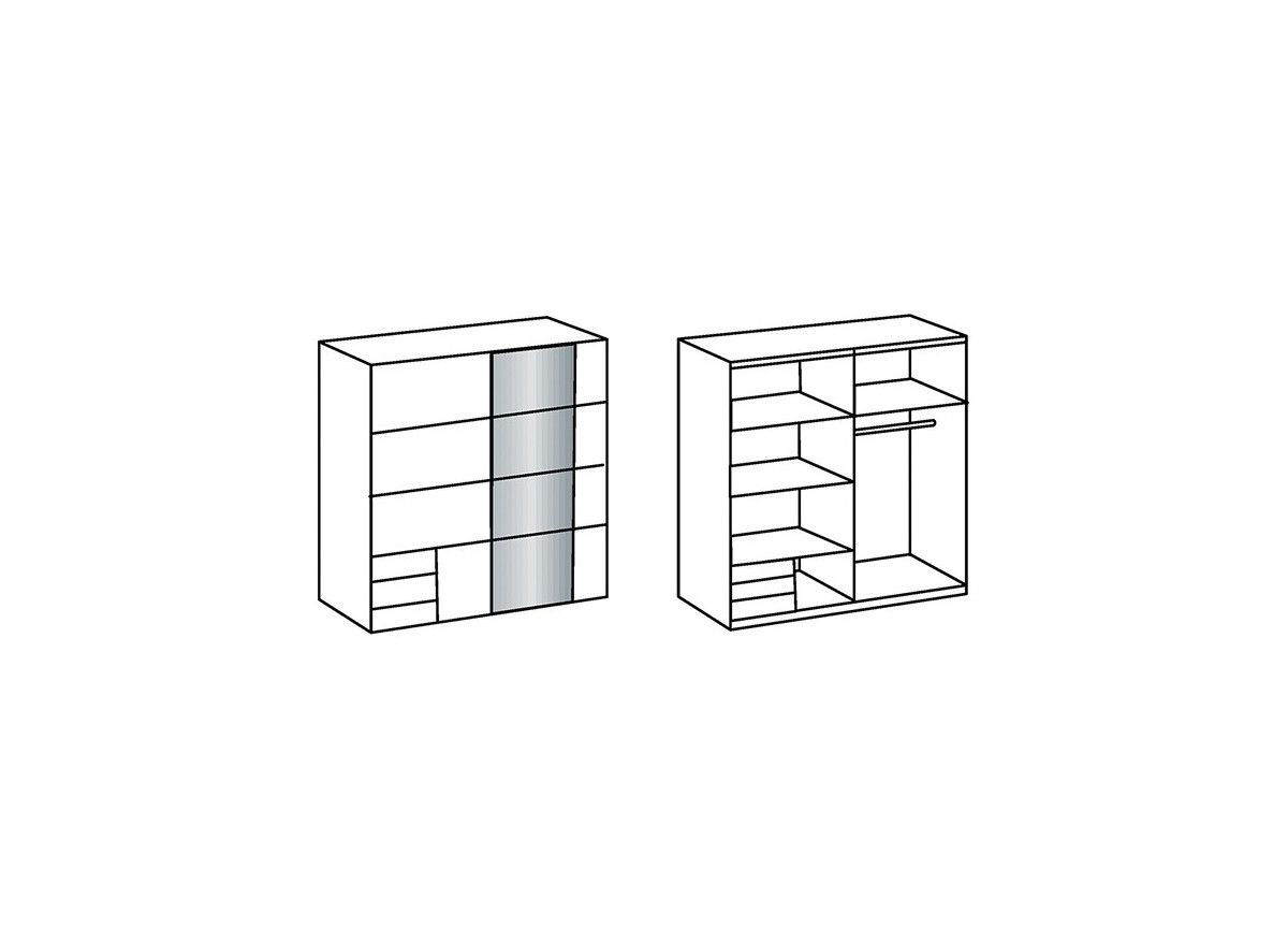Armoire Chêne et Blanche avec Miroir - Rangement & Dressing