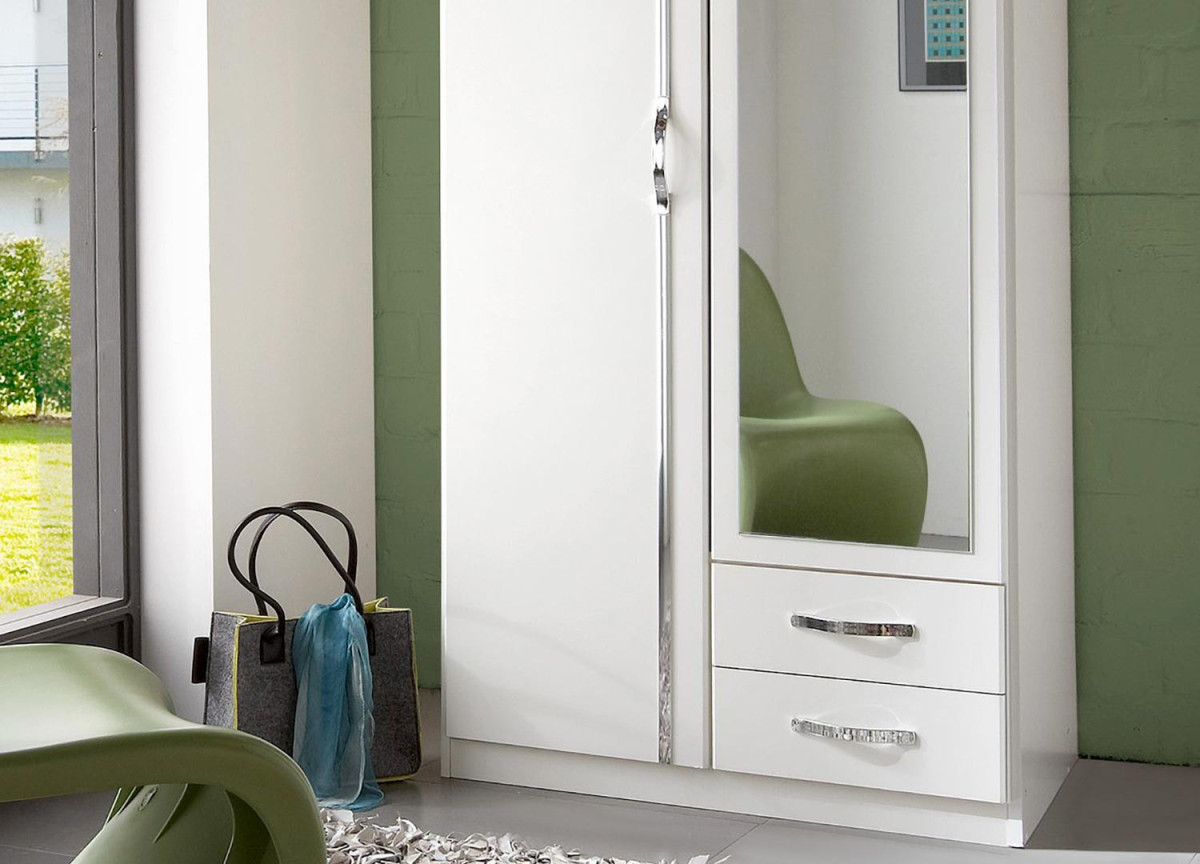 Armoire Blanche - 2 Portes / 2 Tiroirs