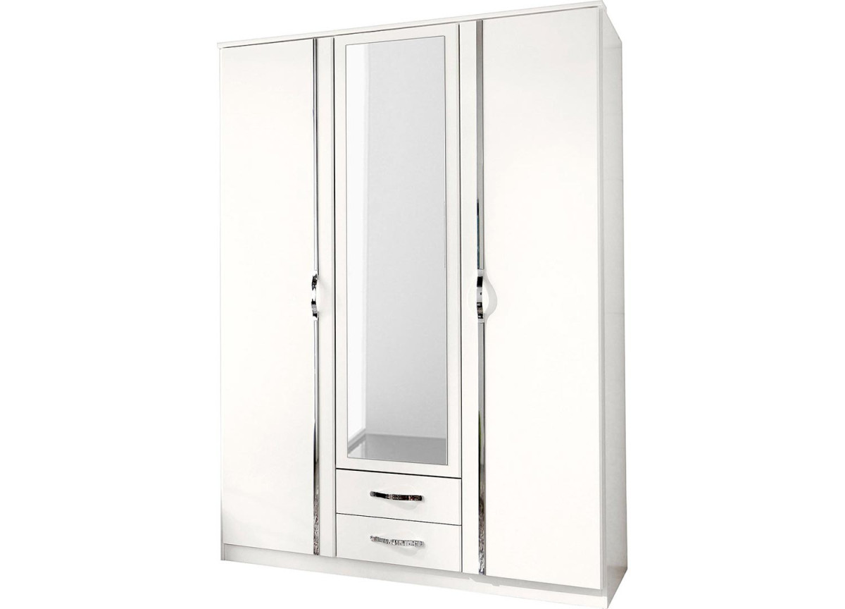 Armoire Blanche - 3 Portes / 2 Tiroirs