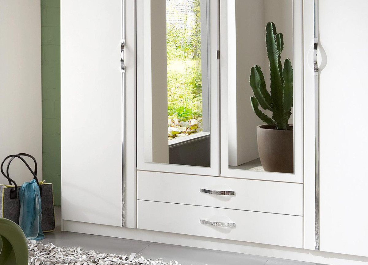 Armoire Blanche - 4 Portes / 2 Tiroirs