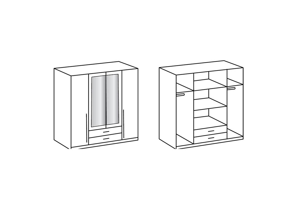 Armoire Blanche - 4 Portes / 2 Tiroirs