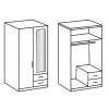 Armoire Bois - 2 Portes / 2 Tiroirs