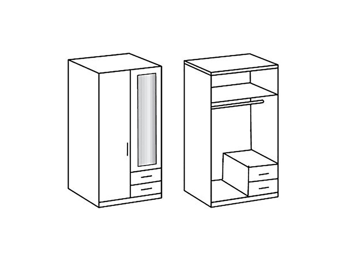 Armoire Bois - 2 Portes / 2 Tiroirs