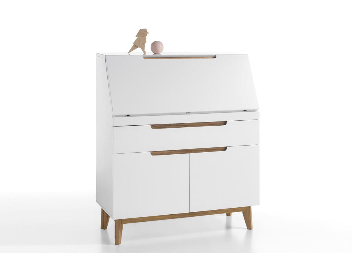 Bureau - Secrétaire Blanc & Bois Scandinave