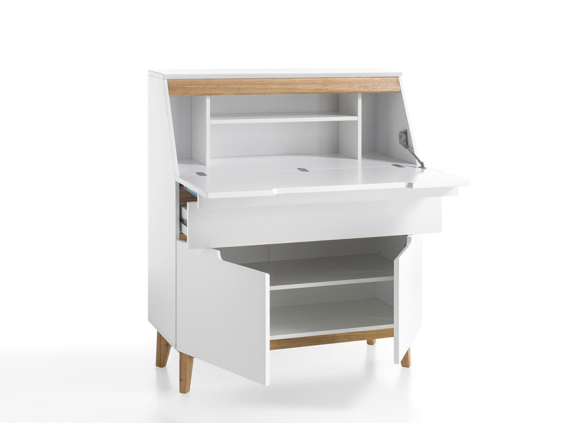 Bureau - Secrétaire Blanc & Bois Scandinave