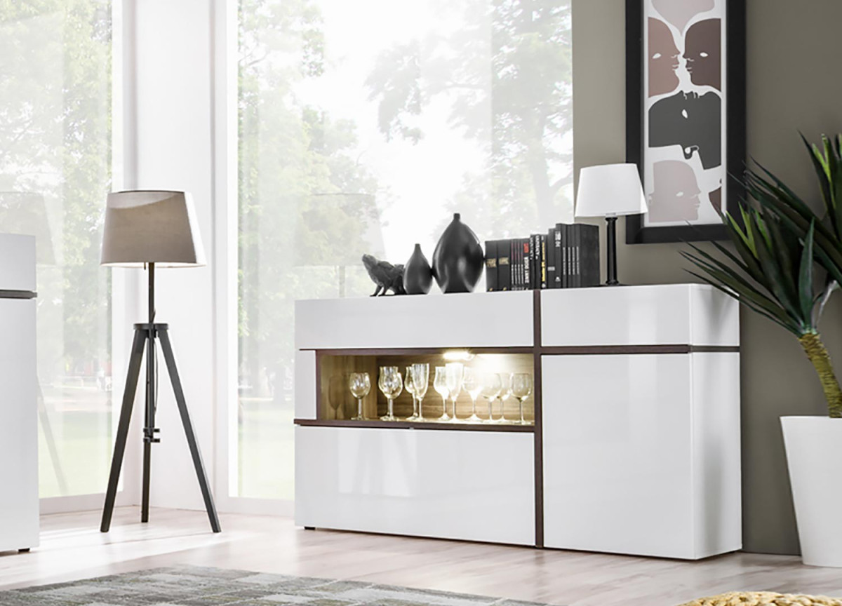 Meuble Buffet Design Blanc & Bois