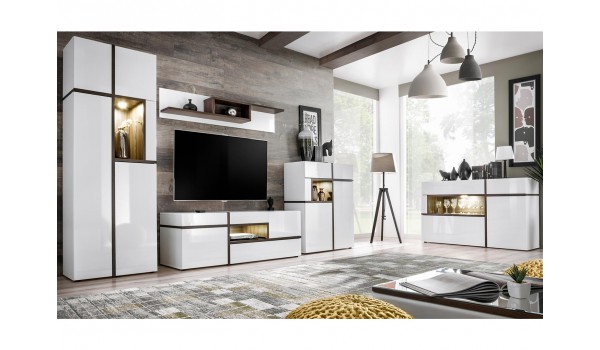 meuble salon complet design blanc bois