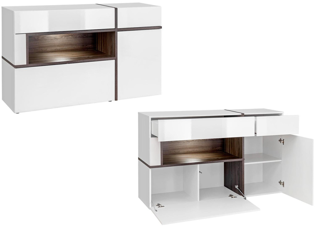 Meuble Salon Complet Design Blanc & Bois