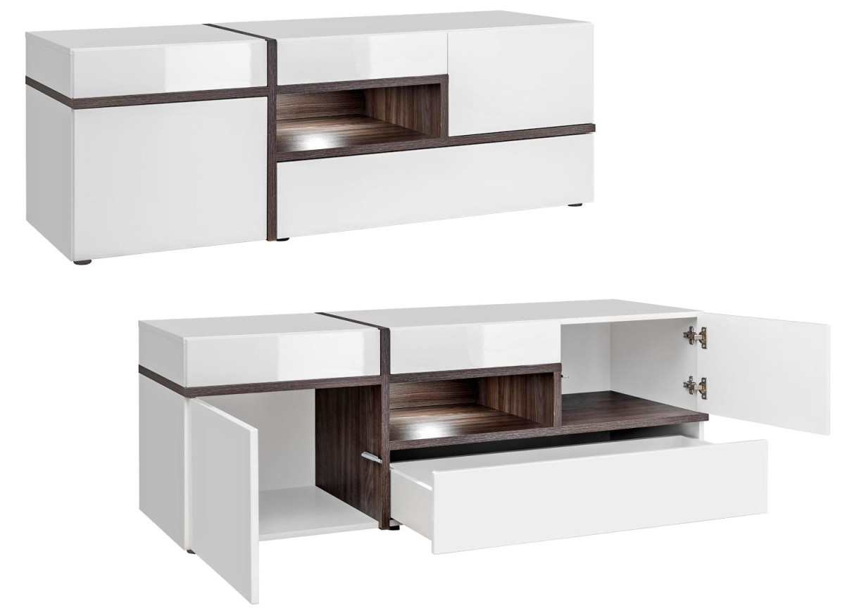 Meuble Salon Complet Design Blanc & Bois