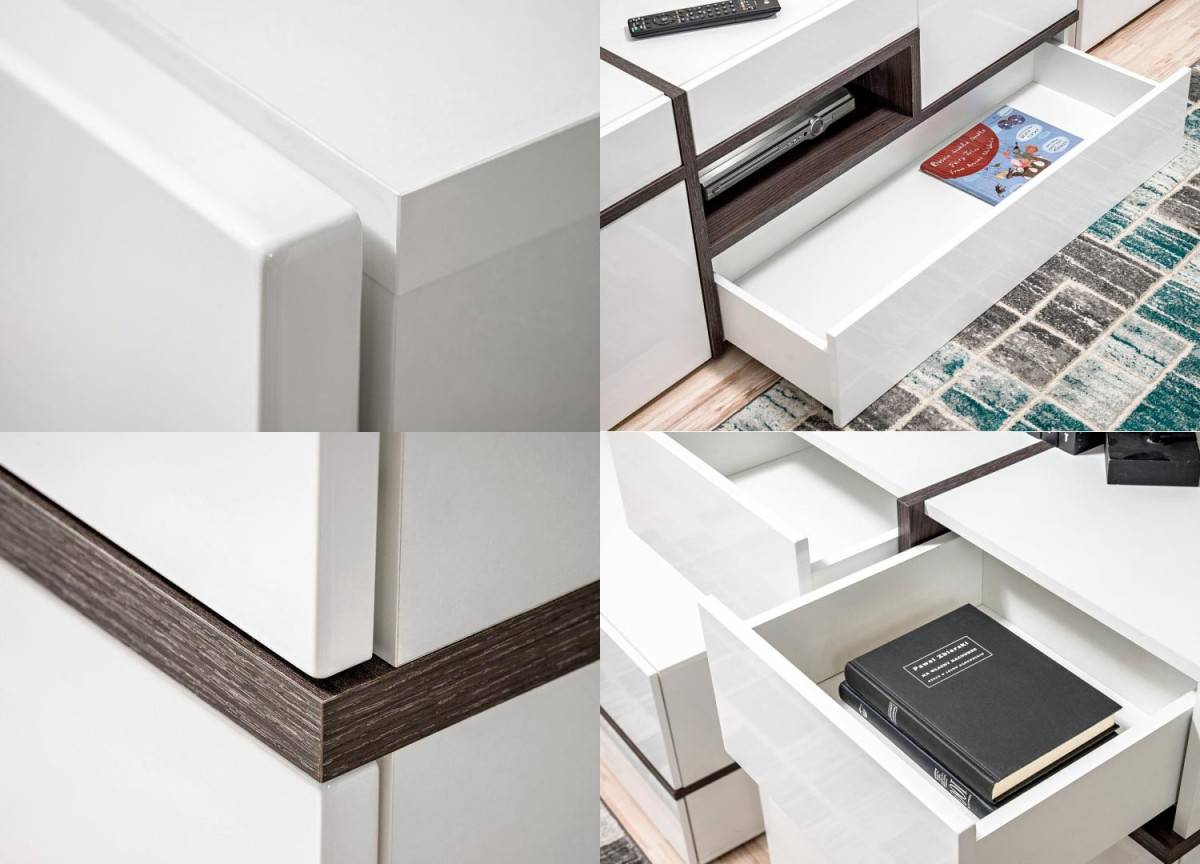 Meuble Salon Complet Design Blanc & Bois