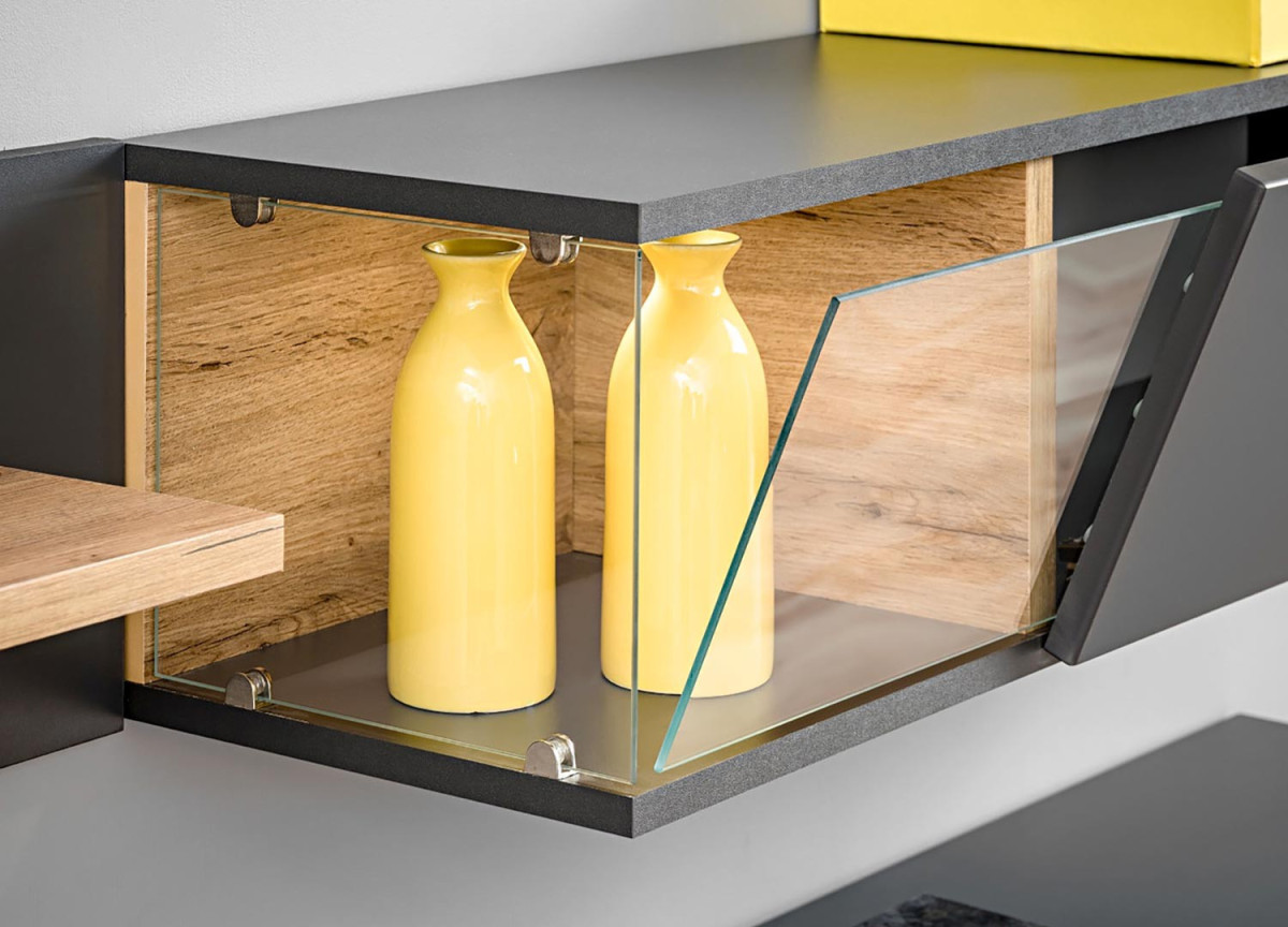 Meuble TV Design Led Gris & Bois