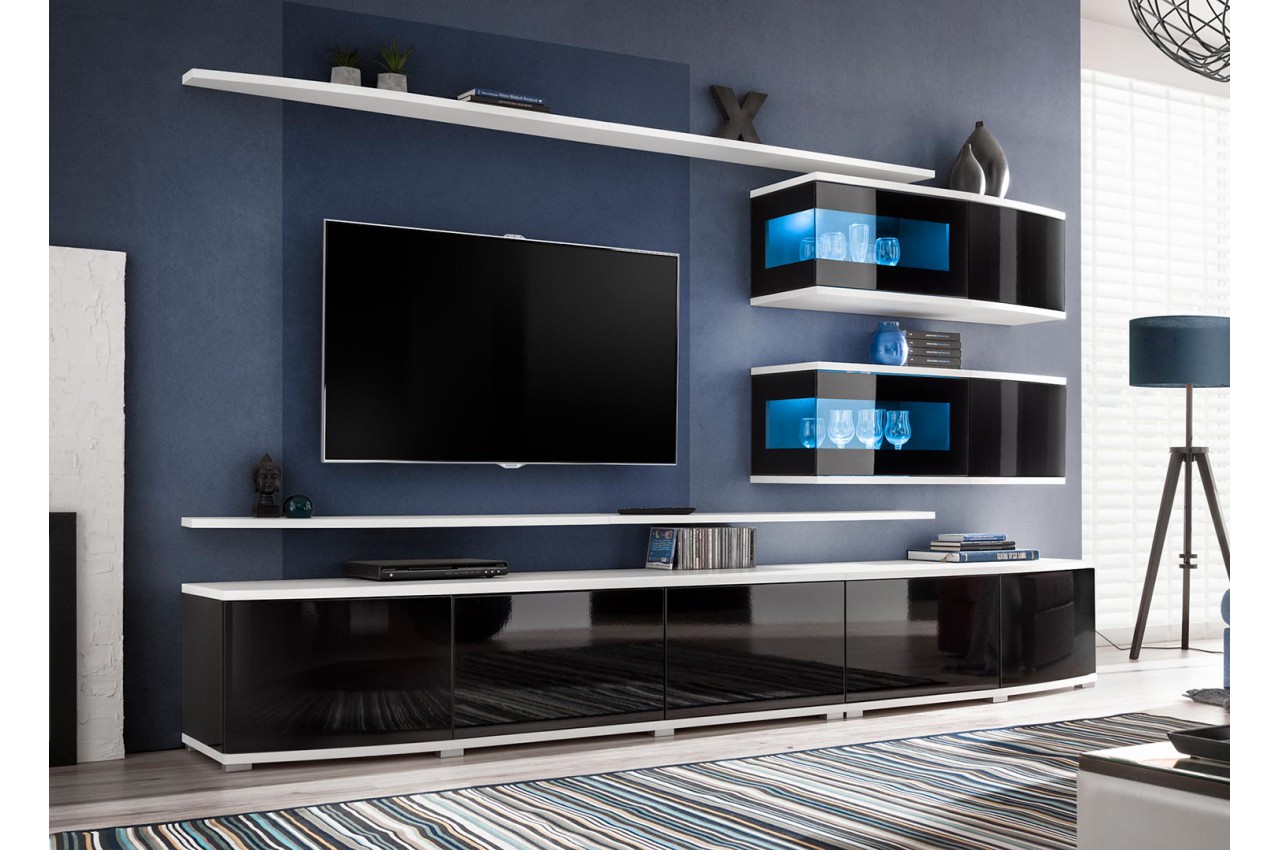 Meuble TV design avec rangements et éclairage LED Matala - GdeGdesign