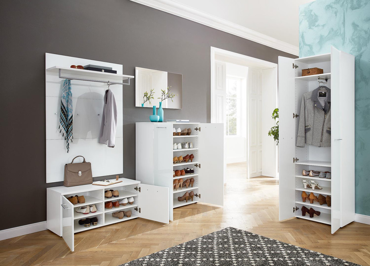 Rangement chaussures et vestiaire blanc