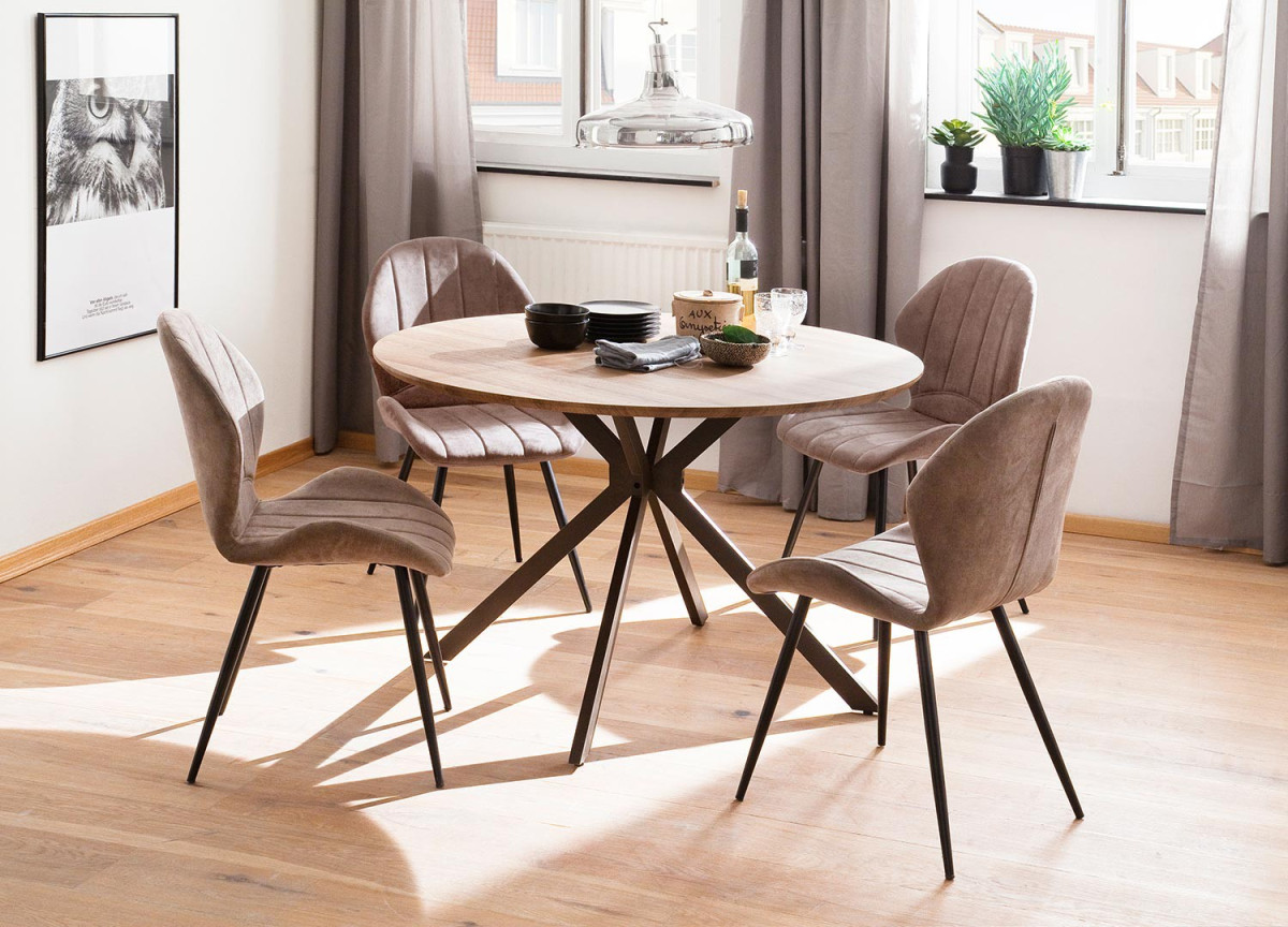 Table ronde design pas cher bois & métal
