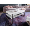 Table basse pas cher - Blanc, verre et acier